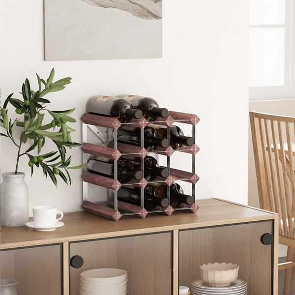 Weinregal für 12 Flaschen, Kiefer Massivholz, Braun