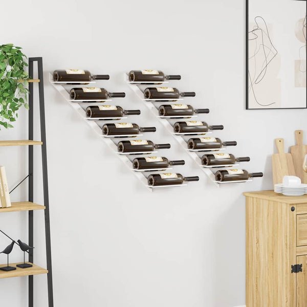 Wand Weinregal für 7 Flaschen, 2er Set, Weiß