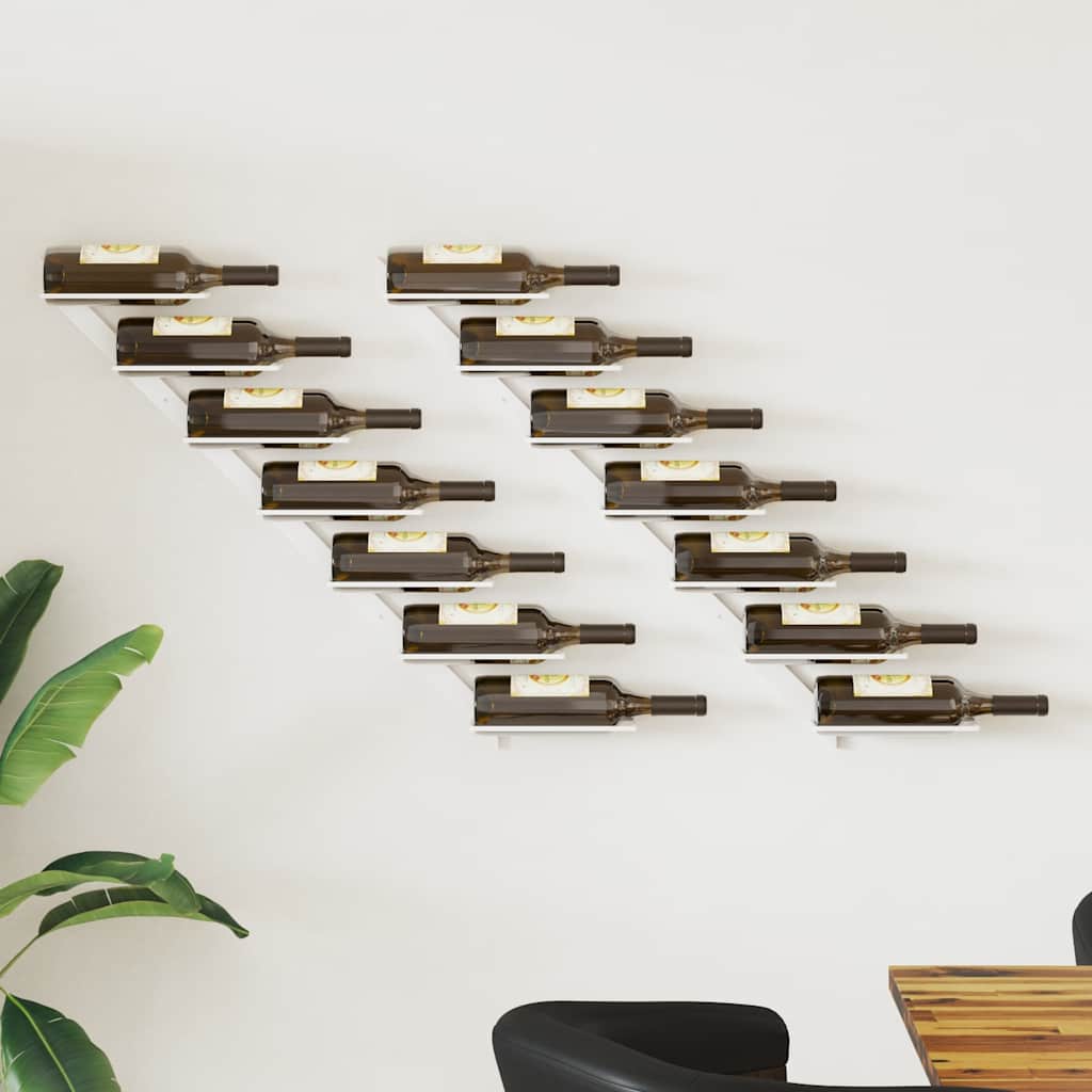 Wand Weinregal für 7 Flaschen, 2er Set, Weiß