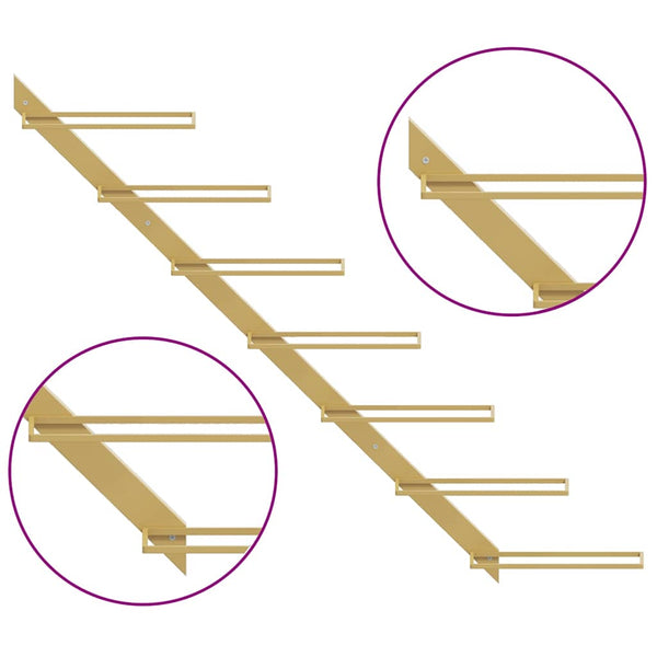 Goldene Wand-Weinregale für 7 Flaschen (2er-Set)