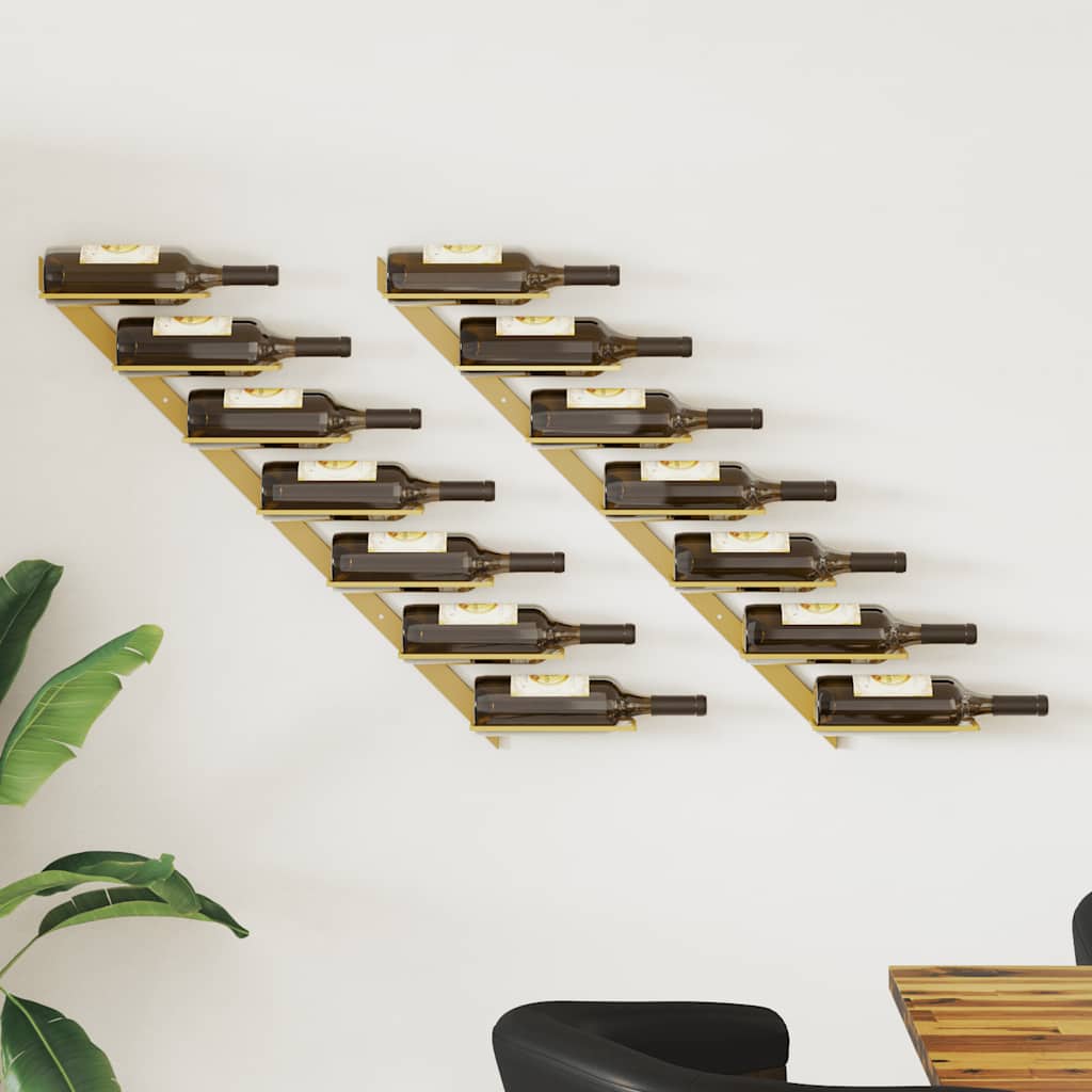 Goldene Wand-Weinregale für 7 Flaschen (2er-Set)