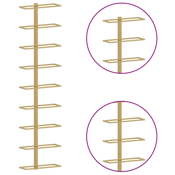 Wand-Weinregal für 9 Flaschen, Golden
