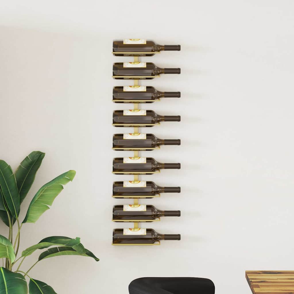 Wand-Weinregal für 9 Flaschen, Golden