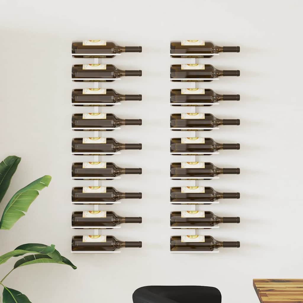 Wand Weinregal für 9 Flaschen, 2er Set, Weiß