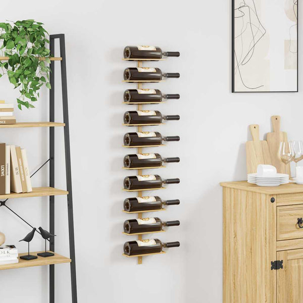 Goldenes Wand-Weinregal für 10 Flaschen