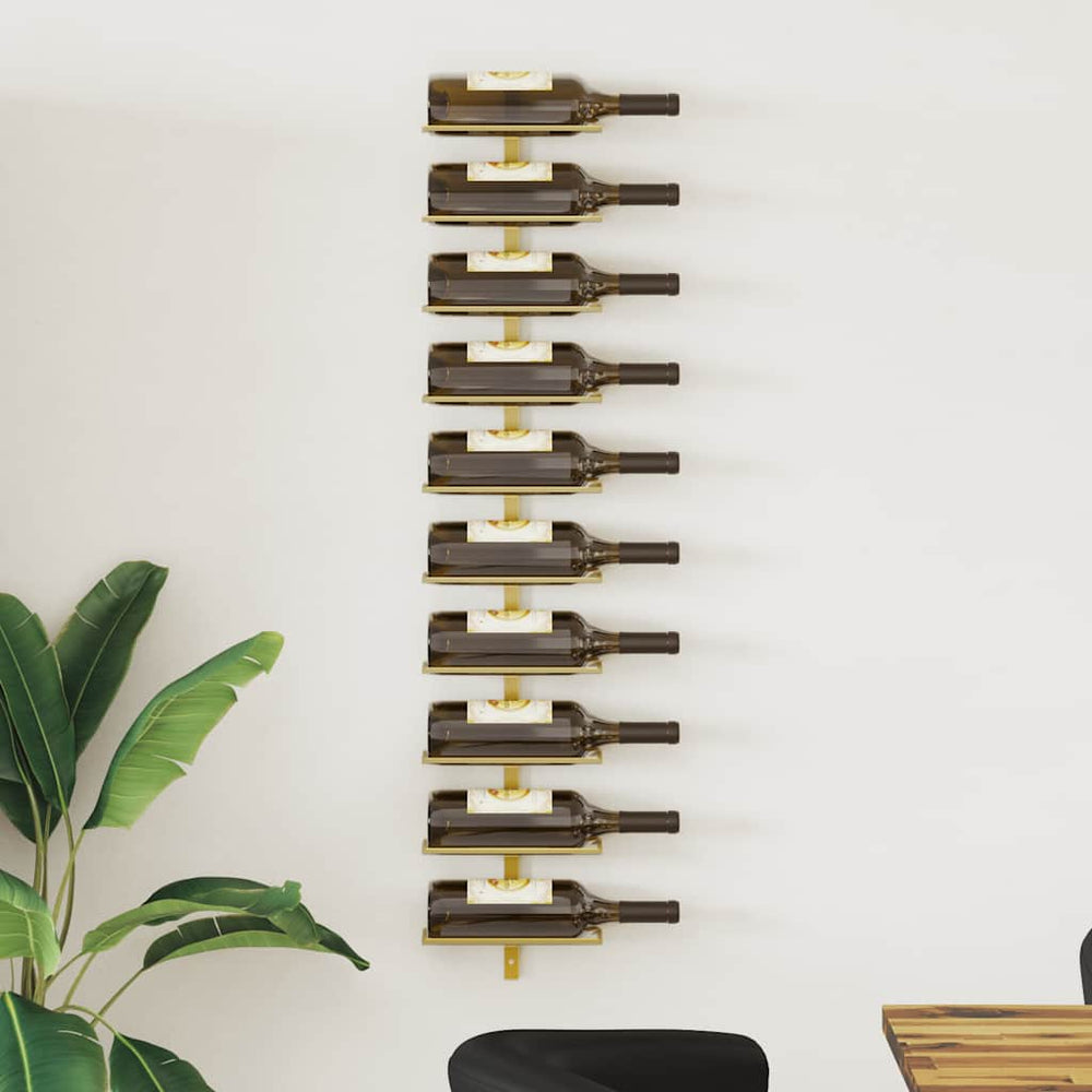 Goldenes Wand-Weinregal für 10 Flaschen