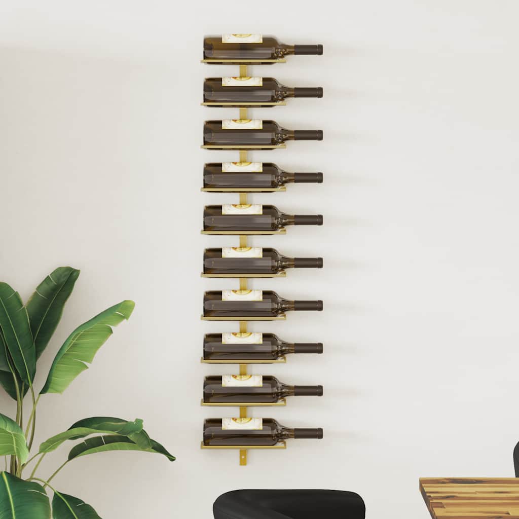 Goldenes Wand-Weinregal für 10 Flaschen