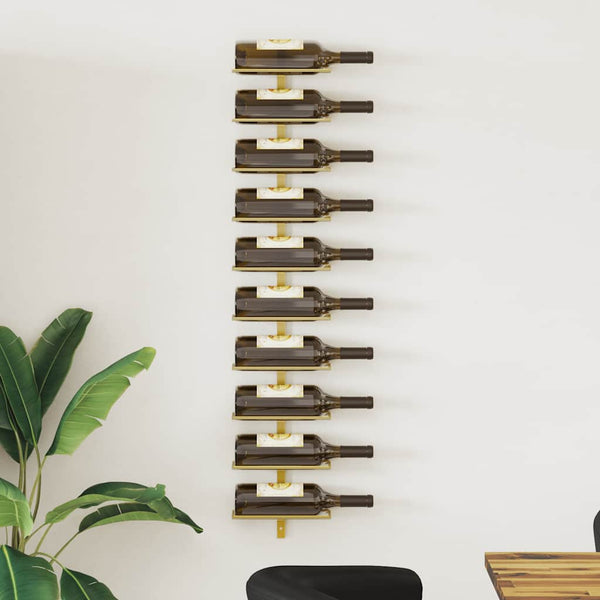 Goldenes Wand-Weinregal für 10 Flaschen