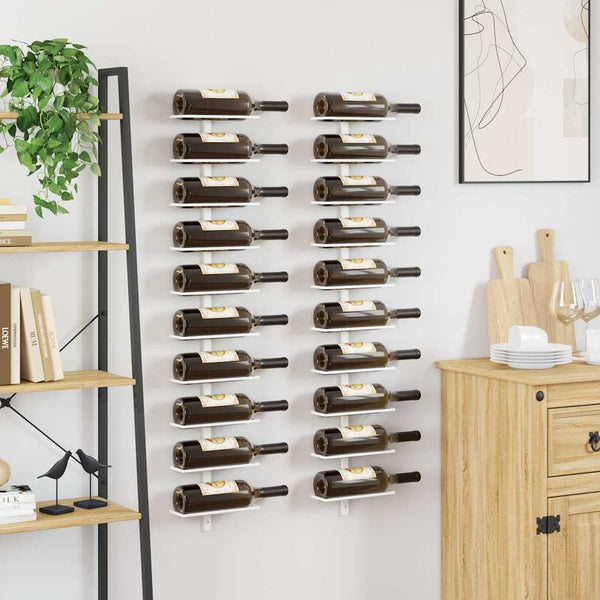 Wand Weinregal für 10 Flaschen, 2er Set, Weiß