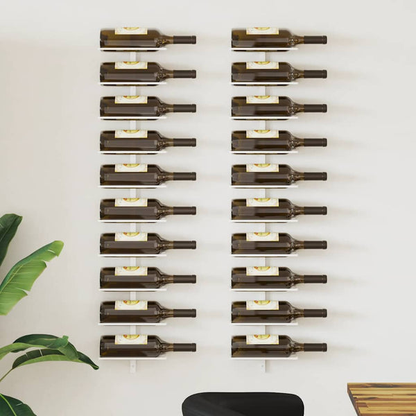 Wand Weinregal für 10 Flaschen, 2er Set, Weiß