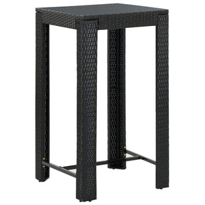 3-tlg. Gartenbar-Set mit Kissen Poly Rattan Schwarz