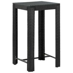 5-tlg. Gartenbar-Set mit Kissen Poly Rattan Schwarz