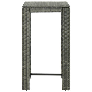 5-tlg. Gartenbar-Set mit Kissen Poly Rattan Grau