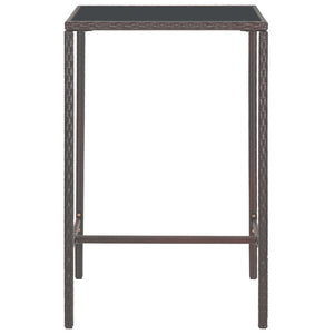 5-tlg. Gartenbar-Set mit Kissen Poly Rattan Braun