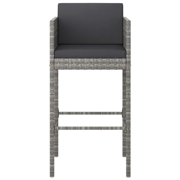 7-tlg. Gartenbar-Set mit Kissen Poly Rattan Grau