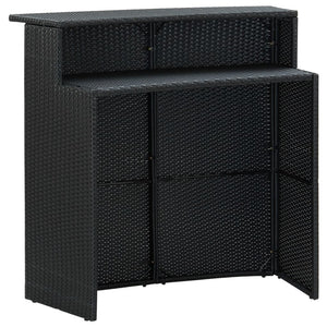 3-tlg. Gartenbar-Set mit Kissen Poly Rattan Schwarz
