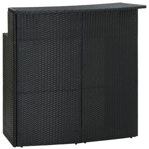 3-tlg. Gartenbar-Set mit Kissen Poly Rattan Schwarz