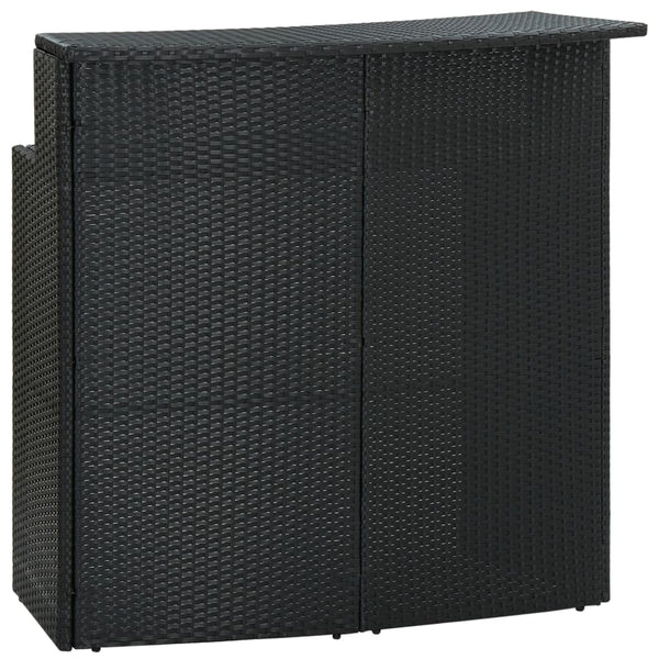 3-tlg. Gartenbar-Set mit Kissen Poly Rattan Schwarz