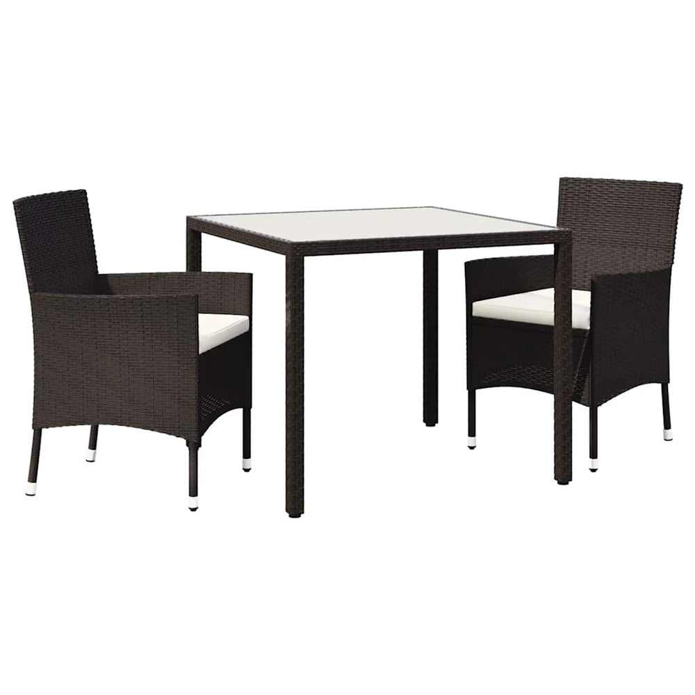 3-tlg. Garten-Essgruppe Poly Rattan Braun