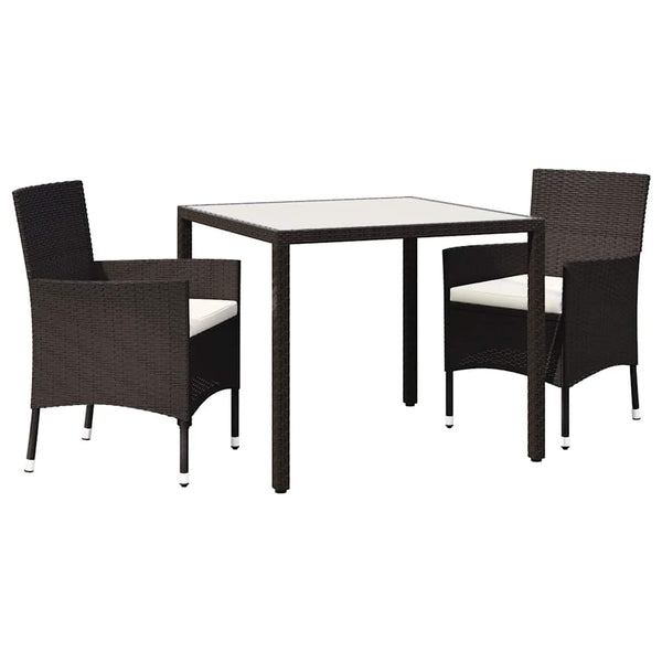3-tlg. Garten-Essgruppe Poly Rattan Braun