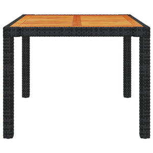 3-tlg. Garten-Essgruppe mit Auflagen Poly Rattan Schwarz