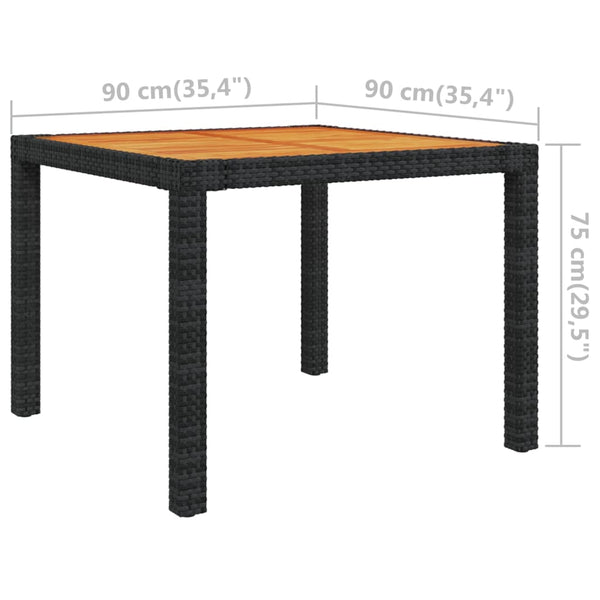 3-tlg. Garten-Essgruppe mit Auflagen Poly Rattan Schwarz