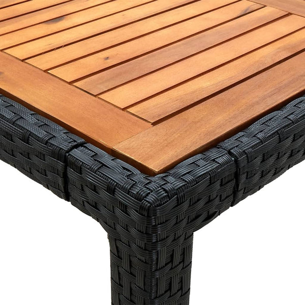 9-tlg. Garten-Essgruppe mit Kissen Poly Rattan Schwarz
