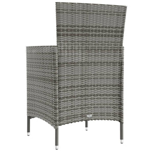 3-tlg. Garten-Essgruppe mit Kissen Poly Rattan Grau