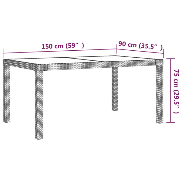 5-tlg. Garten-Essgruppe mit Kissen Poly Rattan Beige