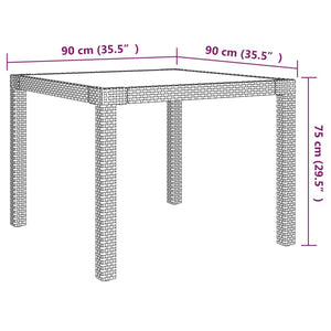 3-tlg. Garten-Essgruppe mit Auflagen Poly Rattan Schwarz