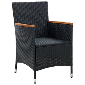 5-tlg. Garten-Essgruppe mit Kissen Poly Rattan Schwarz