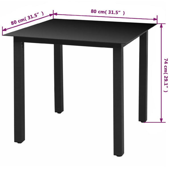 3-tlg. Garten-Essgruppe mit Kissen Poly Rattan Schwarz