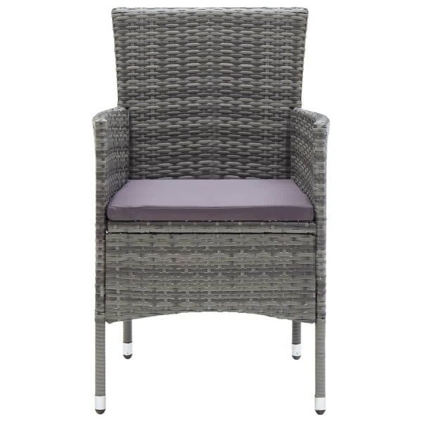 5-tlg. Garten-Essgruppe mit Kissen Poly Rattan Grau