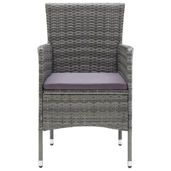 7-tlg. Garten-Essgruppe mit Kissen Poly Rattan Grau