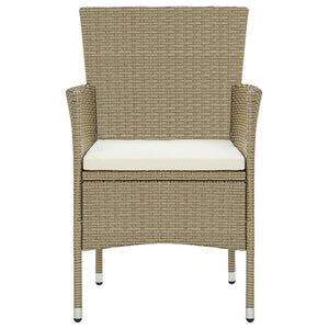 5-tlg. Garten-Essgruppe mit Kissen Poly Rattan Beige