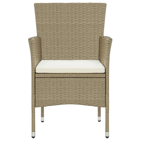 5-tlg. Garten-Essgruppe mit Kissen Poly Rattan Beige