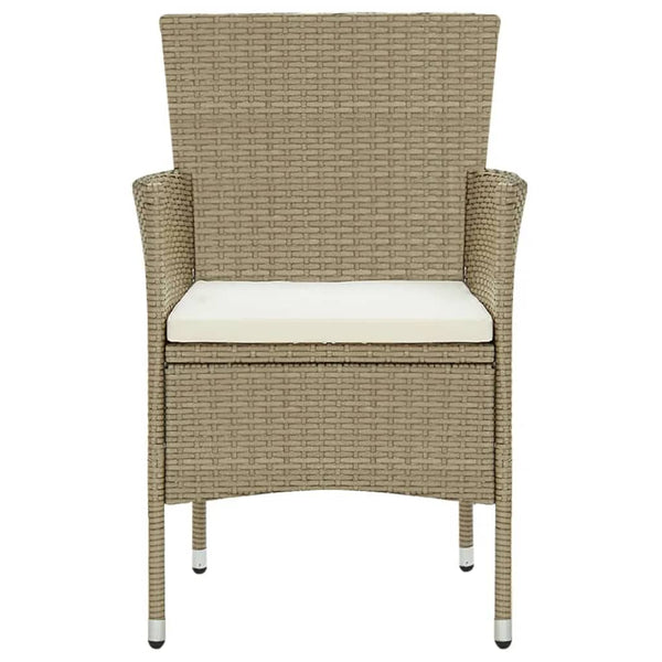 7-tlg. Garten-Essgruppe mit Kissen Poly Rattan Beige