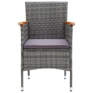 9-tlg. Garten-Essgruppe mit Kissen Poly Rattan Grau