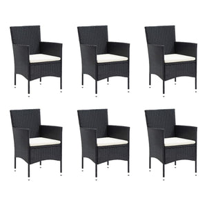 9-tlg. Garten-Essgruppe mit Kissen Poly Rattan Schwarz