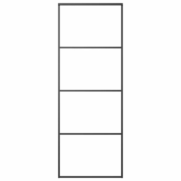Schiebetür ESG-Glas und Aluminium mattiert 76x205 cm Schwarz