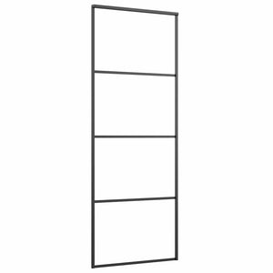 Schiebetür ESG-Glas und Aluminium mattiert 76x205 cm Schwarz