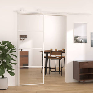 Schiebetür ESG-Glas und Aluminium 76x205 cm Weiß