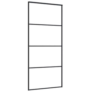 Schiebetür ESG-Glas und Aluminium mattiert 90x205 cm Schwarz