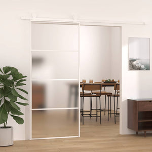 Schiebetür ESG-Mattglas und Aluminium 90x205 cm Weiß