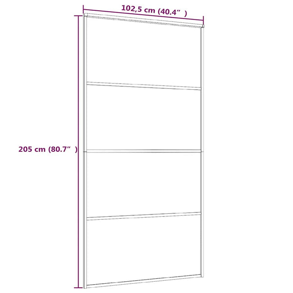 Schiebetür ESG Glas und Aluminium mattiert 102,5x205 cm Schwarz