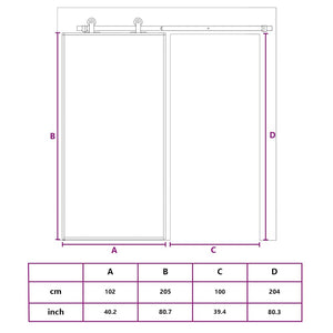 Schiebetür ESG Glas und Aluminium mattiert 102,5x205 cm Schwarz