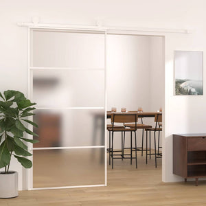vidaXL Sliding Door ESG Frosted Glass and Aluminum 102.5x205 cm White