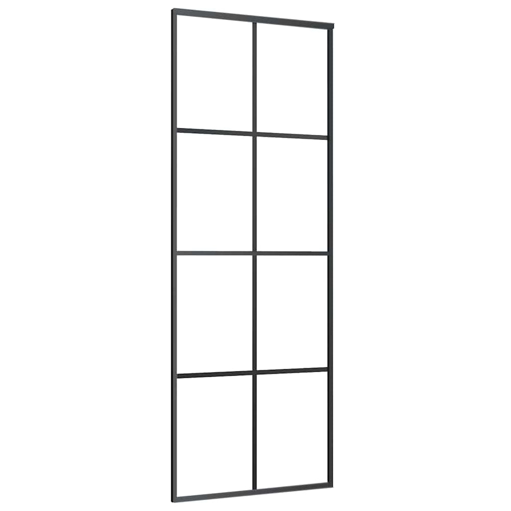 Schiebetür Schwarz 76x205 cm ESG Glas und Aluminium