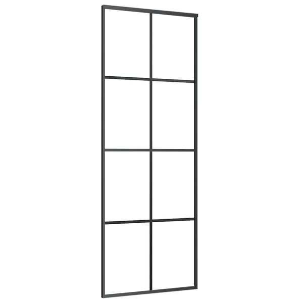 Schiebetür Schwarz 76x205 cm ESG Glas und Aluminium