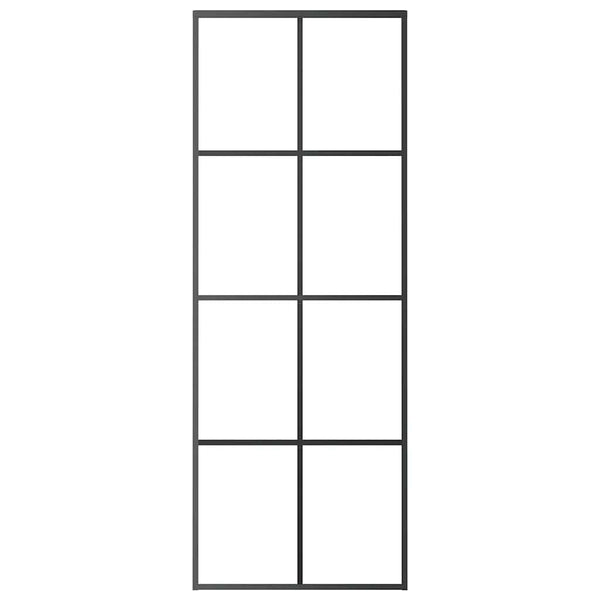 Schiebetür Schwarz 76x205 cm ESG Glas und Aluminium